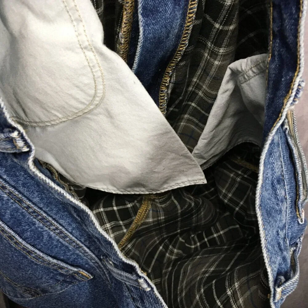 Carhartt Mens Flannel Lined Blue Jeans‎ size 42x30 Relaxed Fit Denim Work Trades